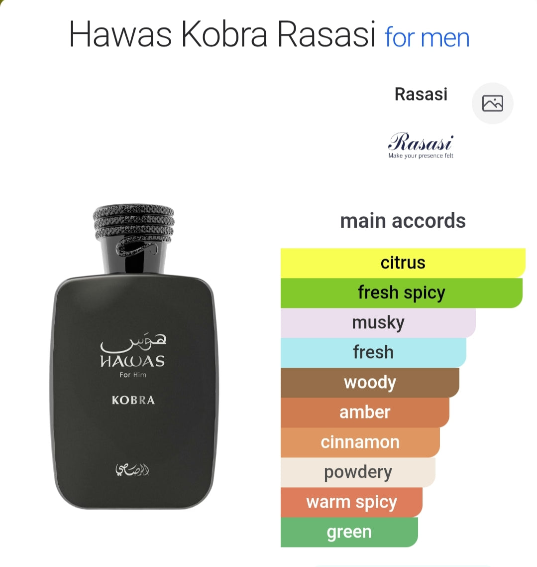 HAWAS KOBRA 100 ML EDP For Him By Rasasi