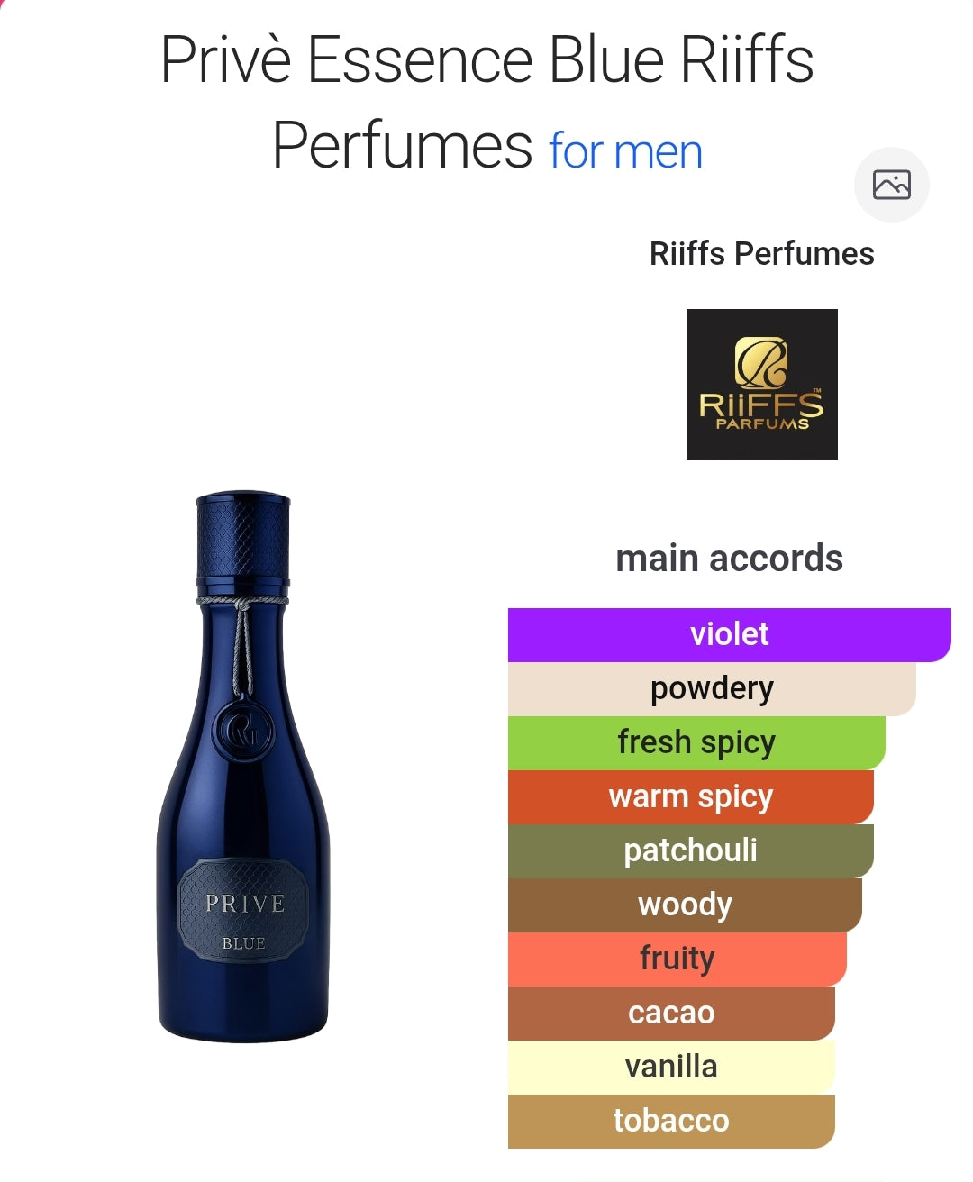 Riiffs Prive Blue Eau De Parfum 100 ML EDP For Man
