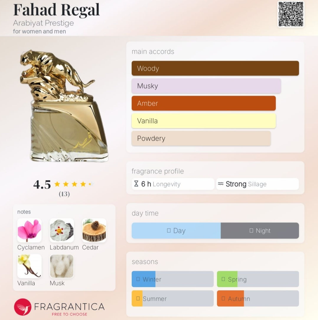 FAHAD REGAL ARABIYAT PRESTIGE - Premium Arabic Fragrance for Connoisseurs