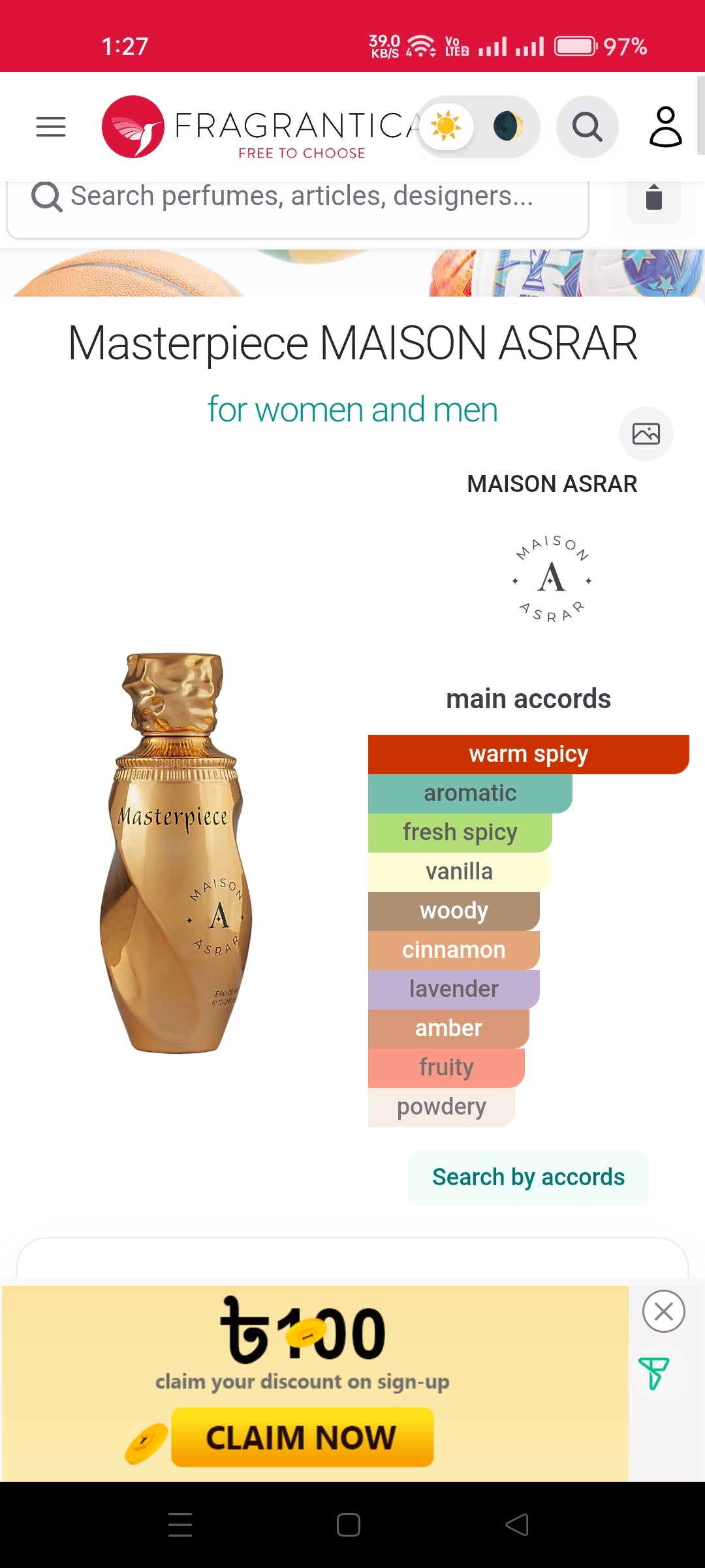 Masterpiece 100 ML EDP By Maison Asrar